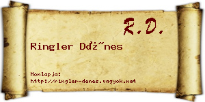 Ringler Dénes névjegykártya